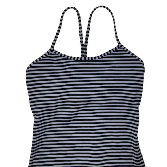 Lululemon Striped Power Y Tank Top Spaghetti Strap Blueish-Purpleish/Black Sz 6 - Picture 9 of 15